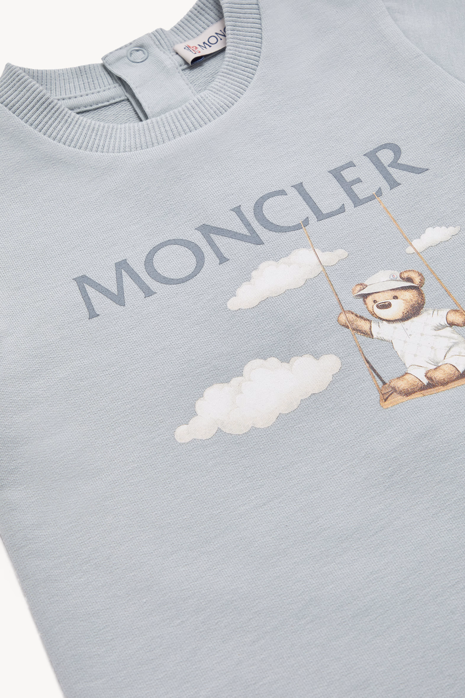 Teddy Bear Motif Cotton Romper Gender Neutral Grey Moncler 4